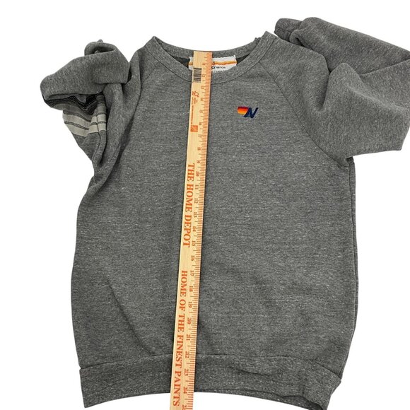 Aviator Nation Rugby Stitch Crew Sweatshirt Heather Gray Unisex Small Crew Neck - Picture 11 of 12